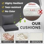 Outdoor Waterproof Deep Seating Cushion Set, Grey