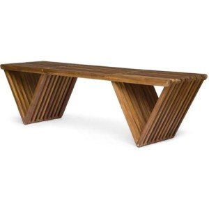 Esme Teak Finish Acacia Wood Outdoor Bench