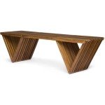 Esme Teak Finish Acacia Wood Outdoor Bench