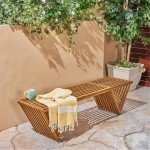 Esme Teak Finish Acacia Wood Outdoor Bench