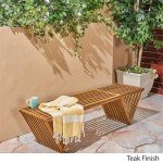 Esme Teak Finish Acacia Wood Outdoor Bench
