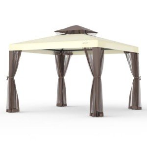 10'x10' Patio Gazebo Tent with Mosquito Netting