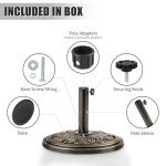 Bronze 18 Inch Cast Stone Patio Umbrella Base