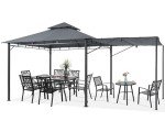 11x11 Patio Gazebo with Extra Side Awning