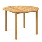Tangkula Acacia Wood Round Outdoor Dining Table