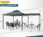 11x11 Patio Gazebo with Extra Side Awning