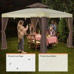 10'x10' Patio Gazebo Tent with Mosquito Netting