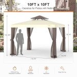 10'x10' Patio Gazebo Tent with Mosquito Netting