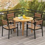 Tangkula Acacia Wood Round Outdoor Dining Table