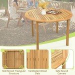 Tangkula Acacia Wood Round Outdoor Dining Table