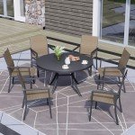 Virvla 48" Outdoor Round Dining Table for 6