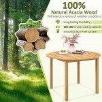 Tangkula Acacia Wood Round Outdoor Dining Table
