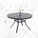 Virvla 48" Outdoor Round Dining Table for 6