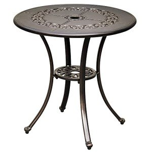 25" Round Antique Cast Aluminum Patio Dining Table