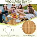 Tangkula Acacia Wood Round Outdoor Dining Table