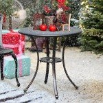 25" Round Antique Cast Aluminum Patio Dining Table