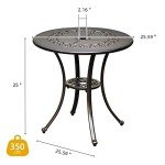 25" Round Antique Cast Aluminum Patio Dining Table
