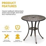25" Round Antique Cast Aluminum Patio Dining Table