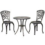 25" Round Antique Cast Aluminum Patio Dining Table