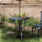 25" Round Antique Cast Aluminum Patio Dining Table