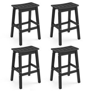 Homenjoy Set of 4 Outdoor Bar Stools, Black