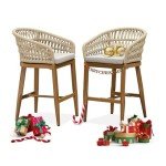 Purple Leaf Outdoor Rattan Counter Height Bar Stools 2-Pack