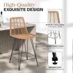 Set of 2 Rattan Counter Height Bar Stools