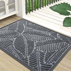 Colorxy Waterproof Non-Slip Outdoor Doormat, Grey