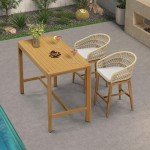 Purple Leaf Outdoor Rattan Counter Height Bar Stools 2-Pack