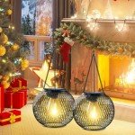 2-Pack Waterproof Solar Lanterns for Outdoor Decor