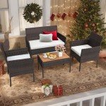 4-Piece All-Weather Patio Bistro Set with Cushions