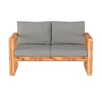 Walker Edison Sorrento Acacia Outdoor Loveseat with Cushions