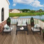 Modern Aluminum Loveseat with Water-Resistant Cushions