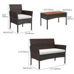 4-Piece All-Weather Patio Bistro Set with Cushions