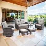 Belord Outdoor Wicker Glider Bench Loveseat - Brown