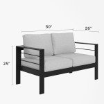 Modern Aluminum Loveseat with Water-Resistant Cushions