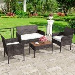 4-Piece All-Weather Patio Bistro Set with Cushions