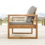 Walker Edison Sorrento Acacia Outdoor Loveseat with Cushions
