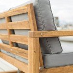 Walker Edison Sorrento Acacia Outdoor Loveseat with Cushions