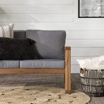 Walker Edison Sorrento Acacia Outdoor Loveseat with Cushions