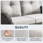 Belord Outdoor Wicker Glider Bench Loveseat - Brown