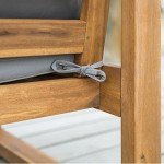 Walker Edison Sorrento Acacia Outdoor Loveseat with Cushions