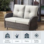 Belord Outdoor Wicker Glider Bench Loveseat - Brown