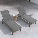 Aluminum Adjustable Chaise Lounge Chairs - Set of 2