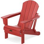 SERWALL Weather-Resistant Folding Adirondack Chair - Red