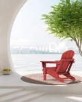SERWALL Weather-Resistant Folding Adirondack Chair - Red
