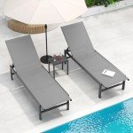 Aluminum Adjustable Chaise Lounge Chairs - Set of 2