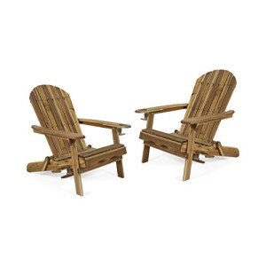 Acacia Wood Folding Adirondack Chairs - Set of 2