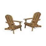 Acacia Wood Folding Adirondack Chairs - Set of 2