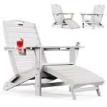 Ciokea Folding Adirondack Chair with Ottoman - White